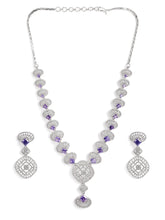 Rosaline Grace Fan Pattern Necklace Set - Purple