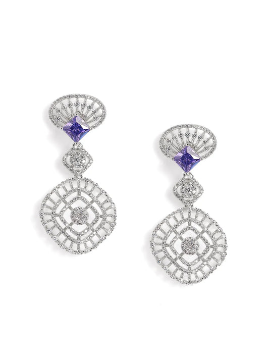 Rosaline Grace Fan Pattern Necklace Set - Purple