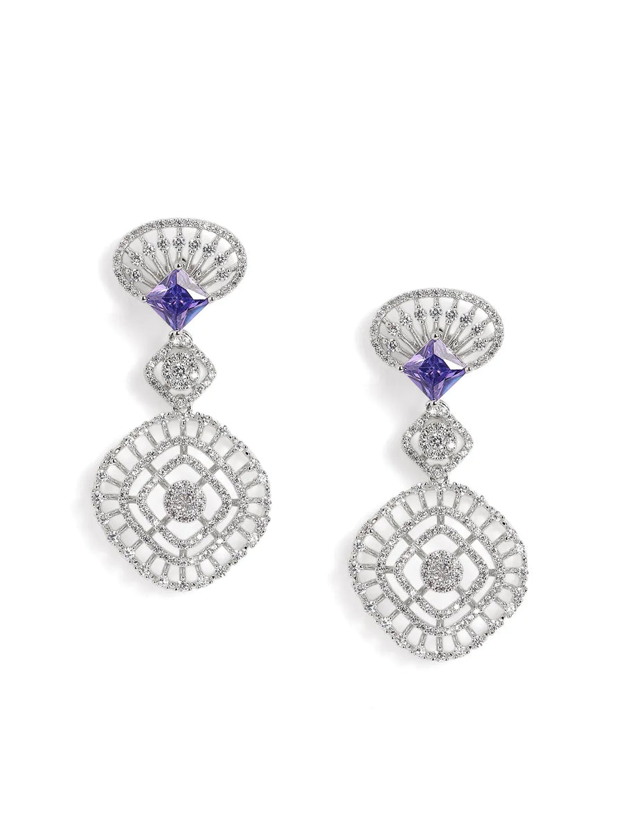Rosaline Grace Fan Pattern Necklace Set - Purple