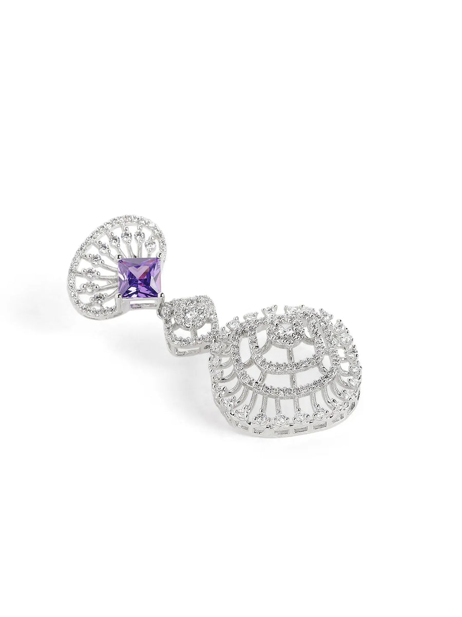 Rosaline Grace Fan Pattern Necklace Set - Purple