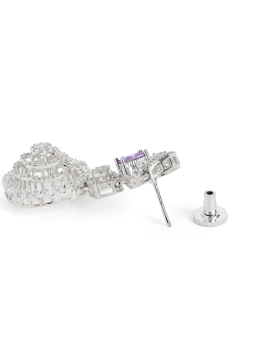 Rosaline Grace Fan Pattern Necklace Set - Purple