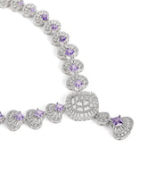 Rosaline Grace Fan Pattern Necklace Set - Purple