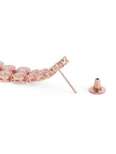 Sparkling CZ Necklace and Earring Combo - Rose Gold