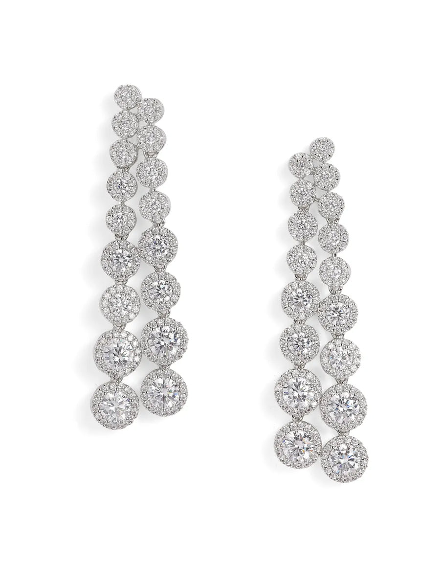 Sparkling CZ Necklace and Earring Combo - Silver