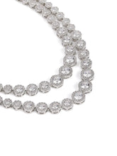 Sparkling CZ Necklace and Earring Combo - Silver