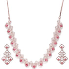 Faux Ruby Charm Square Necklace Set