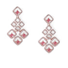 Faux Ruby Charm Square Necklace Set