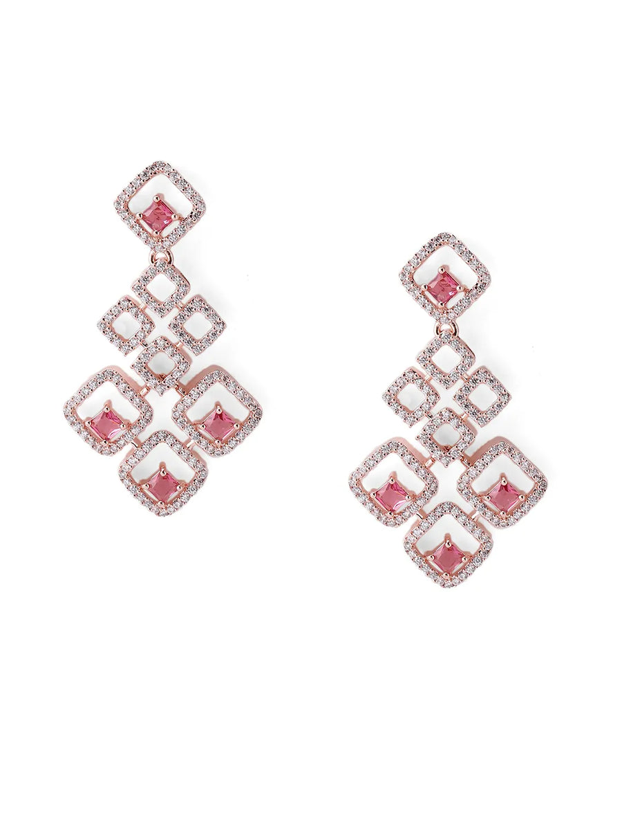 Faux Ruby Charm Square Necklace Set