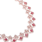 Faux Ruby Charm Square Necklace Set