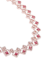Faux Ruby Charm Square Necklace Set