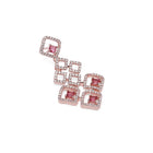Faux Ruby Charm Square Necklace Set