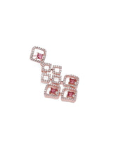 Faux Ruby Charm Square Necklace Set