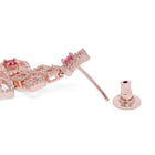 Faux Ruby Charm Square Necklace Set