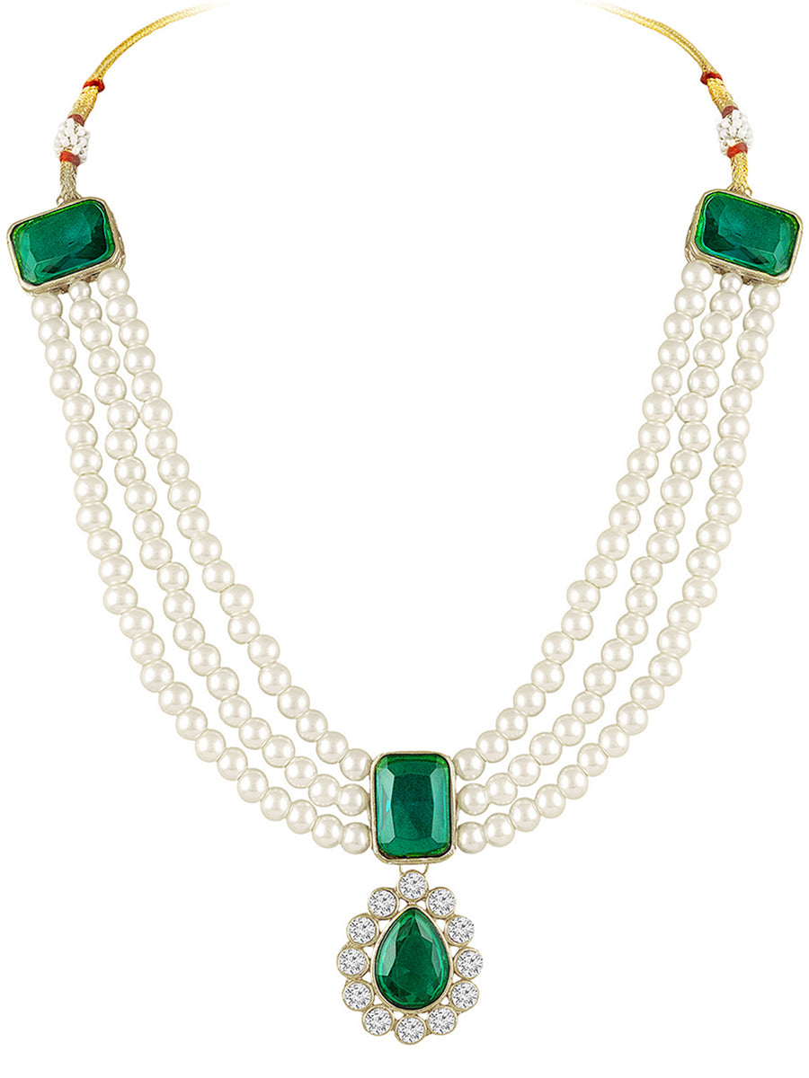 Divine Era Layered Crystal Bridal Set - White Green