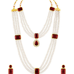 Divine Era Layered Crystal Bridal Set - White Maroon