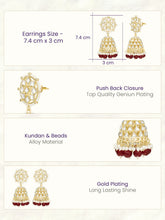 Peora Maroon Royal Jhumka Earrings - Gold