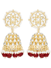 Peora Maroon Royal Jhumka Earrings - Gold
