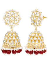 Peora Maroon Royal Jhumka Earrings - Gold