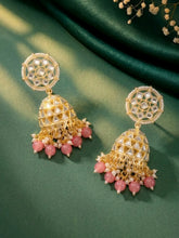 Peora Pink Royal Jhumka Earrings - Gold