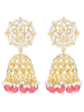 Peora Pink Royal Jhumka Earrings - Gold