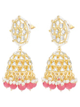 Peora Pink Royal Jhumka Earrings - Gold