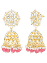 Peora Pink Royal Jhumka Earrings - Gold