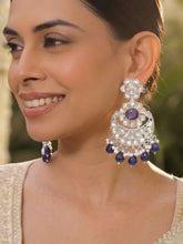 Peora Neelam Chandbali Earrings - Silver