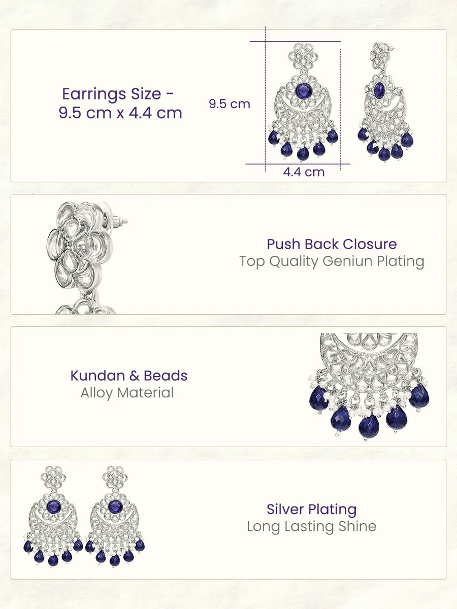 Peora Neelam Chandbali Earrings - Silver