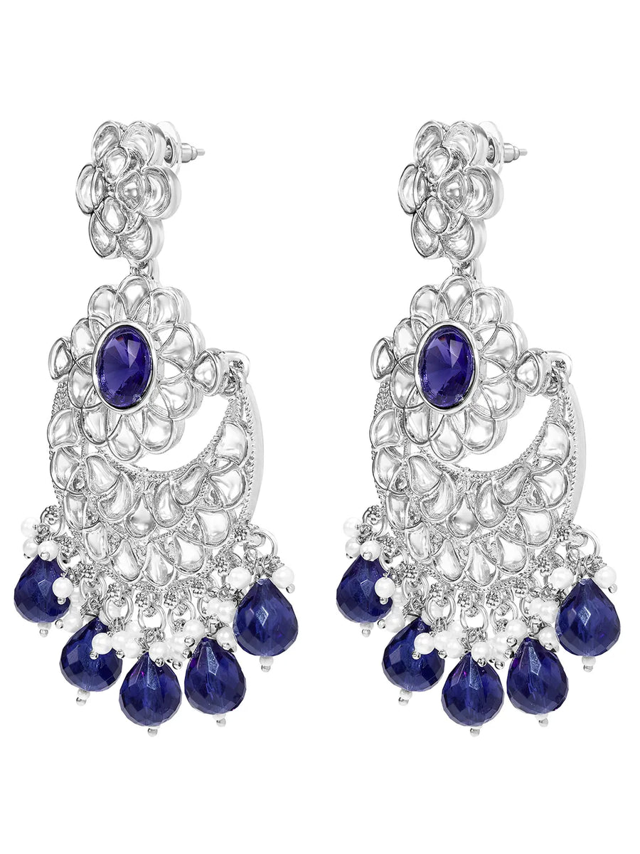 Peora Neelam Chandbali Earrings - Silver