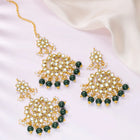 Majestic Glow Earring and Maangtikka - Green