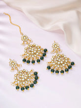 Majestic Glow Earring and Maangtikka - Green