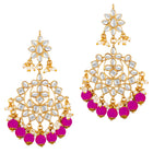 Majestic Glow Earring and Maangtikka. Pair of earrings & Maangtikka, with gold plating, kundan, pink beads along with pearls. Buy best selling jewellery from Peora.