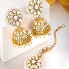 Graceful Jhumki Pearl Kundan Tikka Set