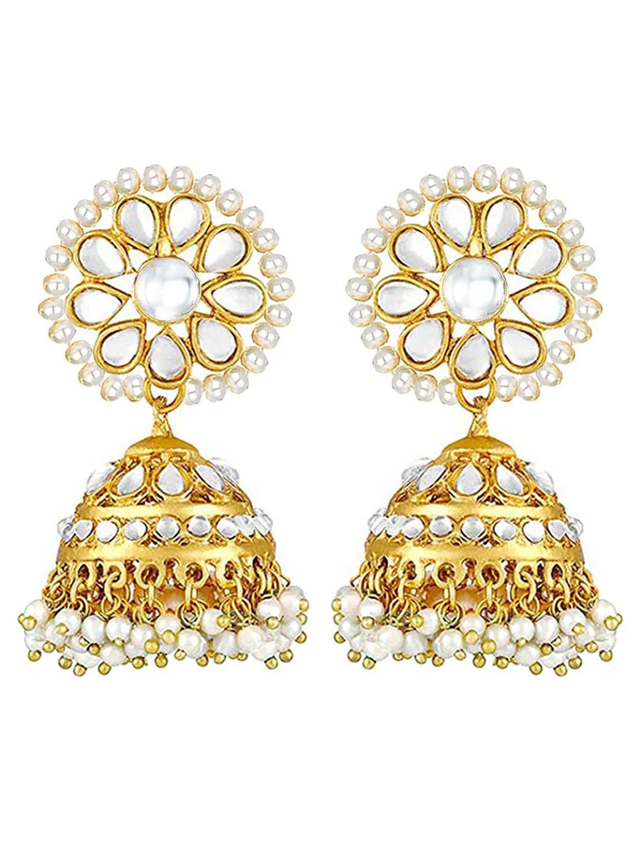 Graceful Jhumki Pearl Kundan Tikka Set