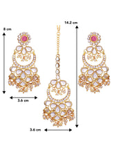 Graceful Chandbali Pink Kundan Maangtikka Set