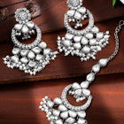 Rhodium Plated Pearl Statement Tikka Set