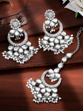 Rhodium Plated Pearl Statement Tikka Set