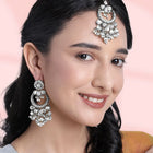 Rhodium Plated Pearl Statement Tikka Set