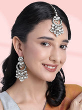 Rhodium Plated Pearl Statement Tikka Set