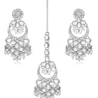 Rhodium Plated Pearl Statement Tikka Set
