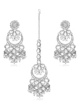 Rhodium Plated Pearl Statement Tikka Set