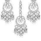 Rhodium Plated Pearl Statement Tikka Set