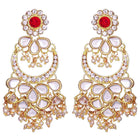 Graceful Lustrous Maang Tikka Set. Pair of earrings & Maangtikka, with gold plating, kundan along with pearls. Buy best selling jewellery from Peora.