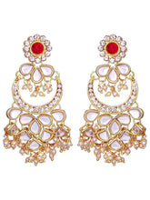 Graceful Lustrous Maang Tikka Set. Pair of earrings & Maangtikka, with gold plating, kundan along with pearls. Buy best selling jewellery from Peora.