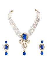 Blue Bliss Crystal Pearl Choker Necklace Set