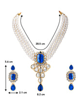 Blue Bliss Crystal Pearl Choker Necklace Set