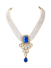 Blue Bliss Crystal Pearl Choker Necklace Set