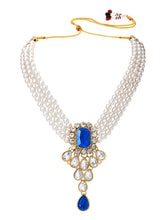 Blue Bliss Crystal Pearl Choker Necklace Set