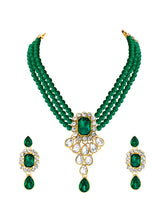 Green Bliss Crystal Pearl Choker Necklace Set