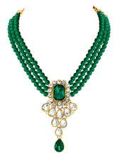 Green Bliss Crystal Pearl Choker Necklace Set